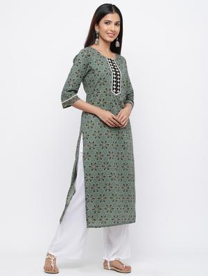 floral straight kurta - 17216924 - Standard Image - 2