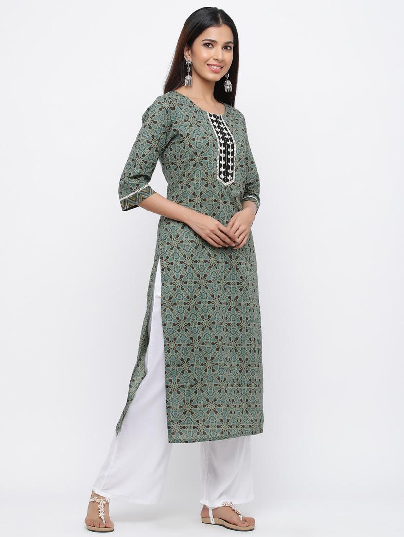 floral straight kurta - 17216924 - Zoom Image - 2