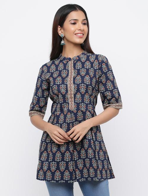 block print a-line kurti - 17216927 - Standard Image - 1
