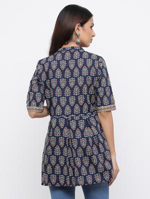 block print a-line kurti - 17216927 - Standard Image - 3