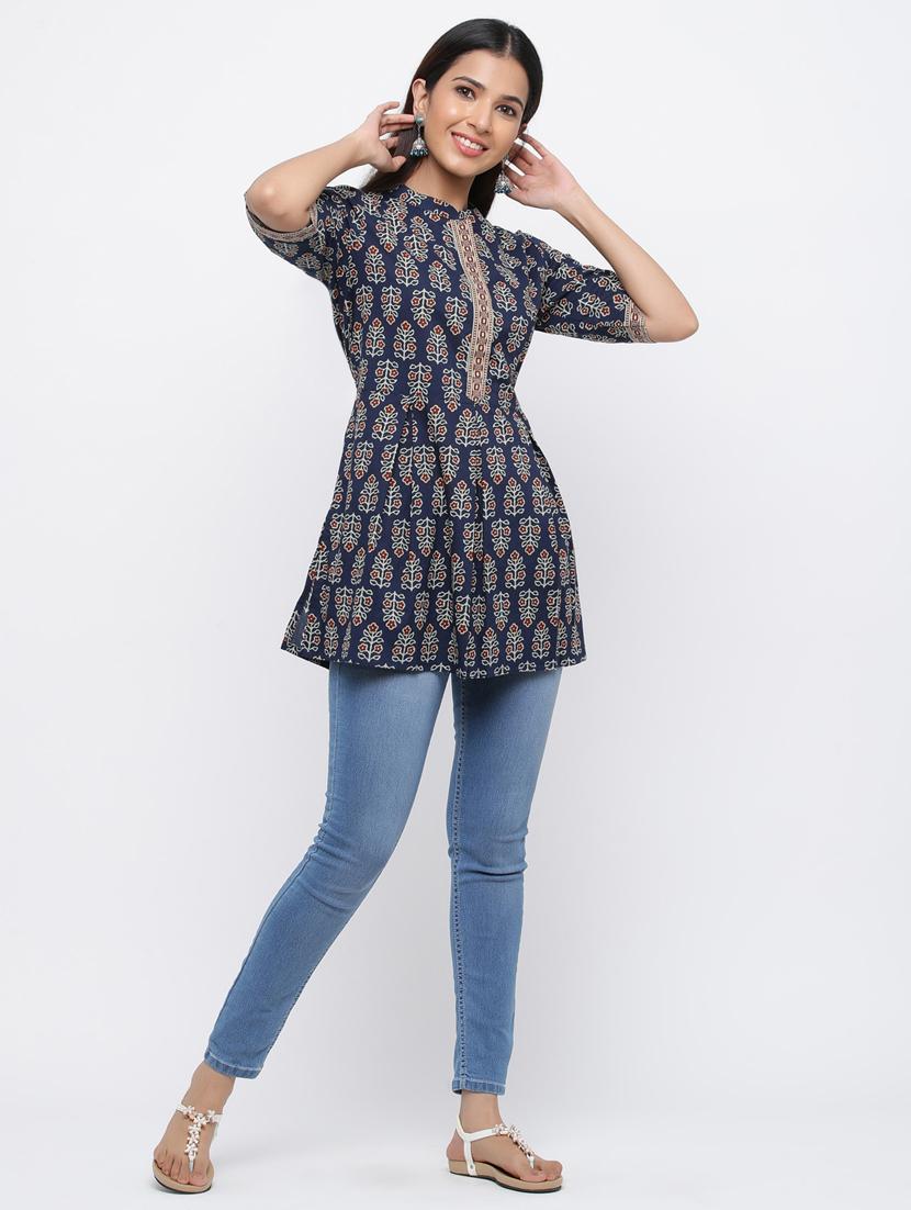 block print a-line kurti - 17216927 - Zoom Image - 4