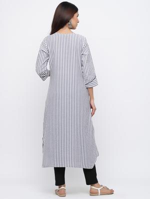 striped a-line kurta - 17216930 - Standard Image - 3