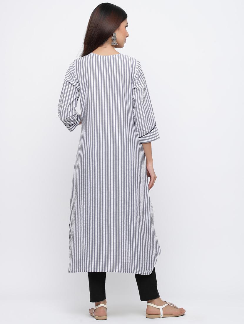 striped a-line kurta - 17216930 - Zoom Image - 3