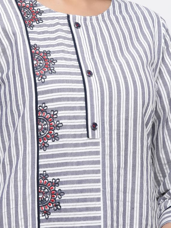 striped a-line kurta - 17216930 - Zoom Image - 4