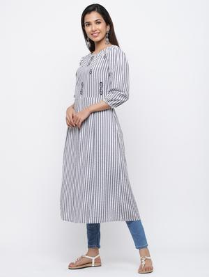 striped a-line kurta - 17216937 - Standard Image - 2