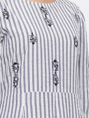 striped a-line kurta - 17216937 - Standard Image - 4
