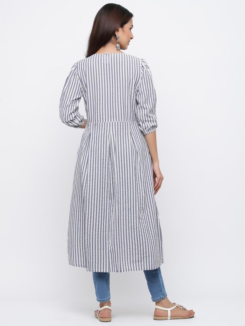 striped a-line kurta - 17216937 - Zoom Image - 3