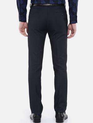 dark blue solid flat front formal trouser - 17218409 - Standard Image - 3