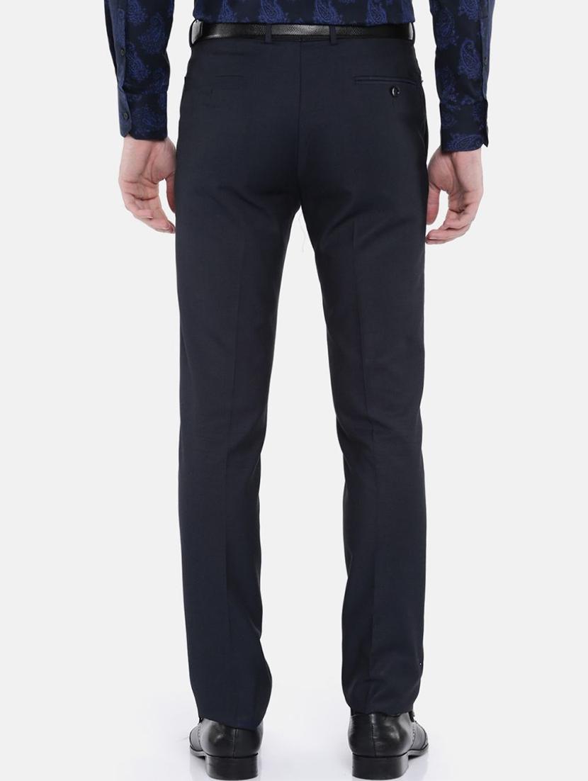 dark blue solid flat front formal trouser - 17218409 - Zoom Image - 3