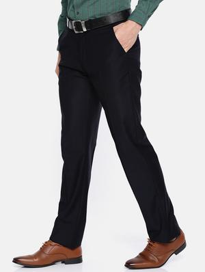 black solid flat front formal trouser - 17218412 - Standard Image - 2