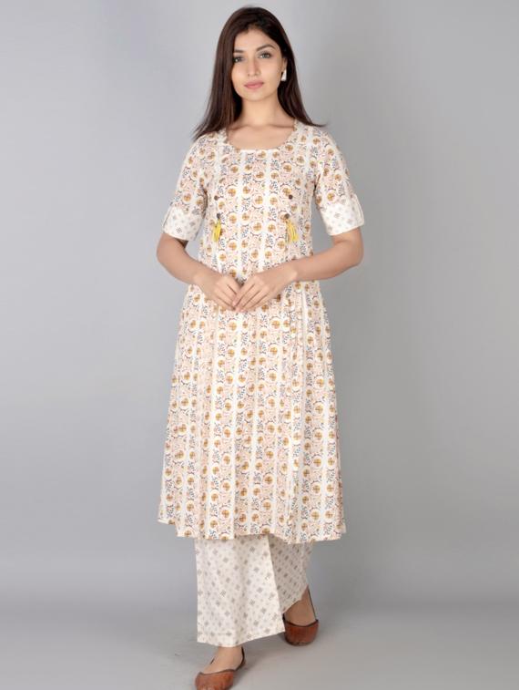 floral kurta palazzo set - 17218549 - Zoom Image - 1