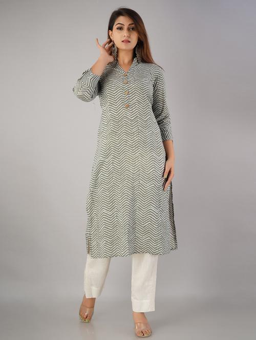 chevron kurta pant set - 17218570 - Standard Image - 1