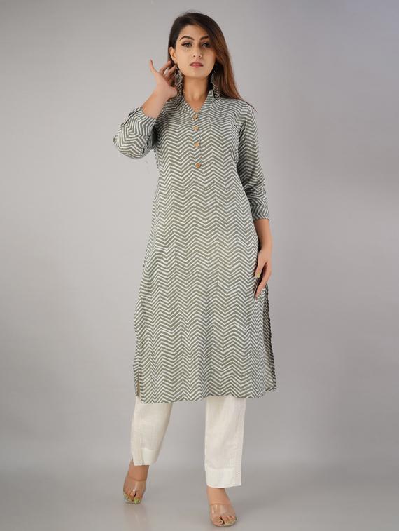 chevron kurta pant set - 17218570 - Zoom Image - 1