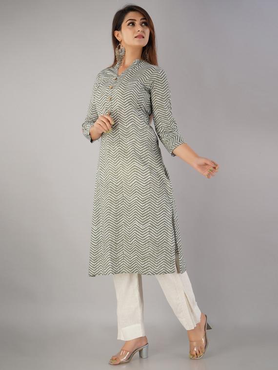 chevron kurta pant set - 17218570 - Zoom Image - 2