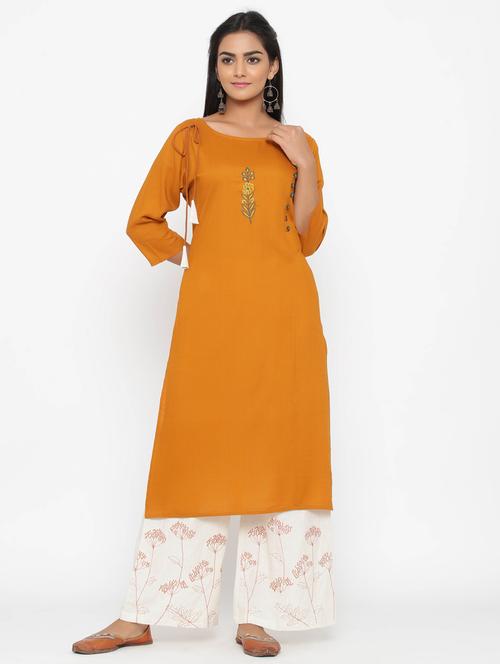 solid kurta palazzo set - 17218600 - Standard Image - 1
