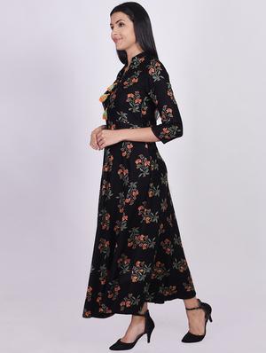 mandarin neck floral maxi dress - 17218628 - Standard Image - 2