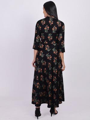 mandarin neck floral maxi dress - 17218628 - Standard Image - 3