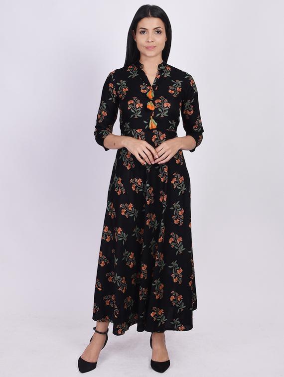 mandarin neck floral maxi dress - 17218628 - Zoom Image - 1
