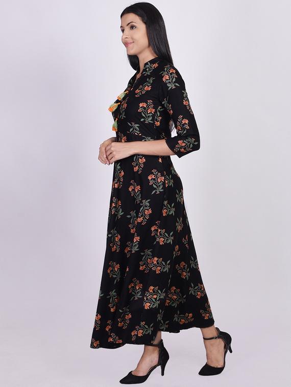 mandarin neck floral maxi dress - 17218628 - Zoom Image - 2