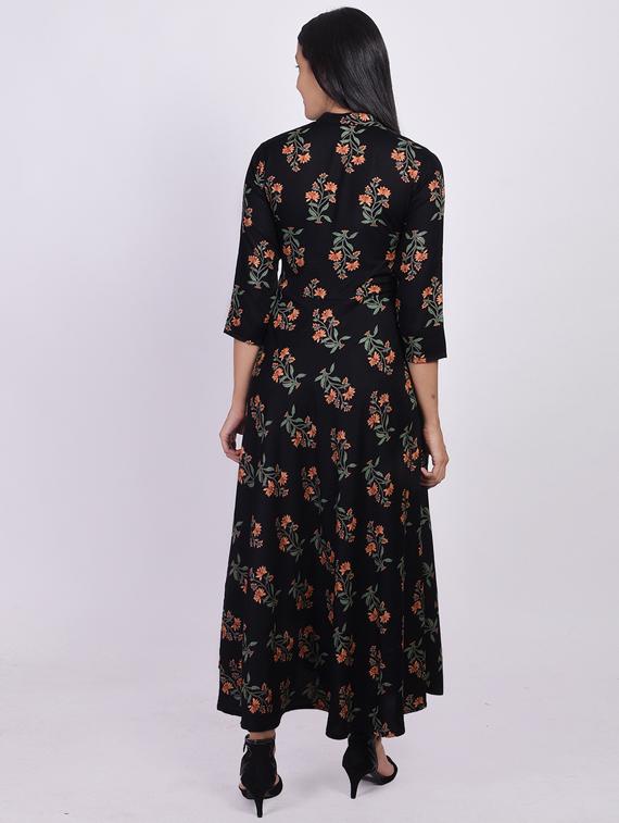 mandarin neck floral maxi dress - 17218628 - Zoom Image - 3