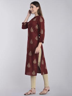 block print straight kurta - 17218727 - Standard Image - 2
