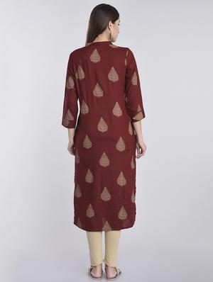 block print straight kurta - 17218727 - Standard Image - 3