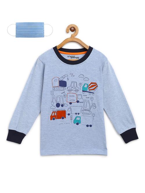 blue cotton t-shirt with free mask - 17218772 - Standard Image - 1