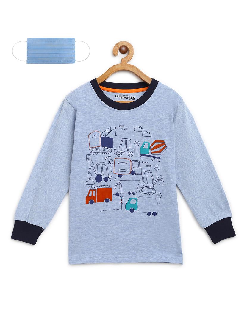 blue cotton t-shirt with free mask - 17218772 - Zoom Image - 1