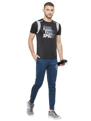 blue solid full length track pant - 17219099 - Standard Image - 4