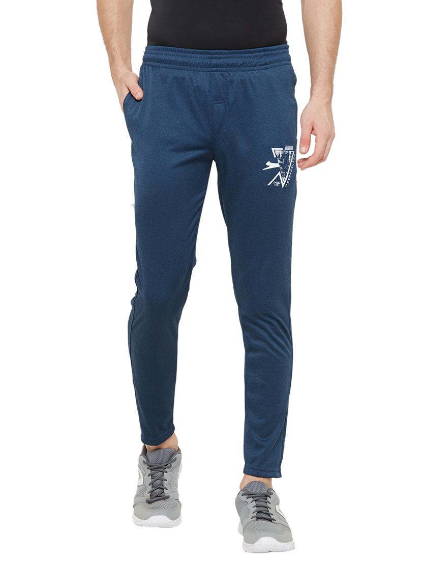 blue solid full length track pant - 17219099 - Zoom Image - 1