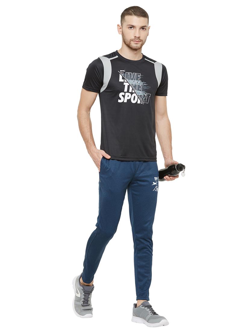 blue solid full length track pant - 17219099 - Zoom Image - 4
