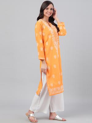 chikankari straight kurta - 17219224 - Standard Image - 3