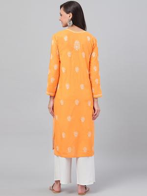 chikankari straight kurta - 17219224 - Standard Image - 4