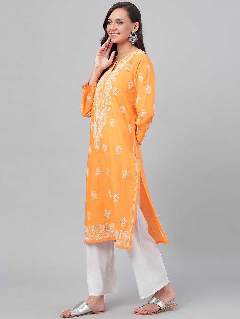 chikankari straight kurta - 17219224 - Zoom Image - 2