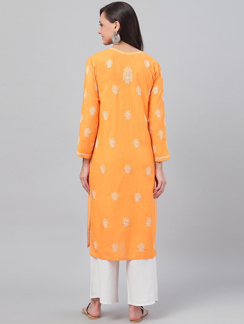 chikankari straight kurta - 17219224 - Zoom Image - 4