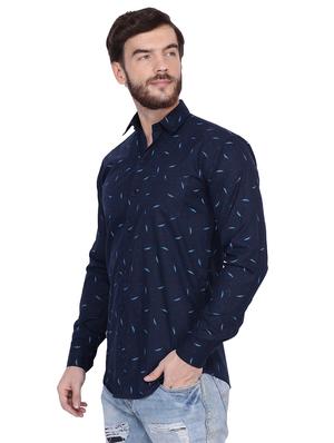 navy blue printed casual shirt - 17219257 - Standard Image - 2