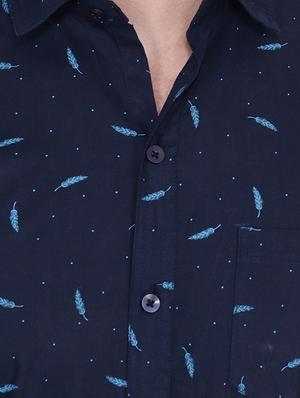 navy blue printed casual shirt - 17219257 - Standard Image - 4