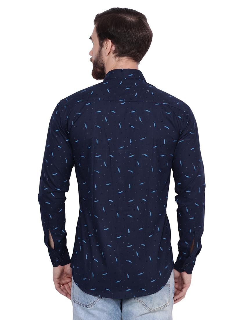 navy blue printed casual shirt - 17219257 - Zoom Image - 3