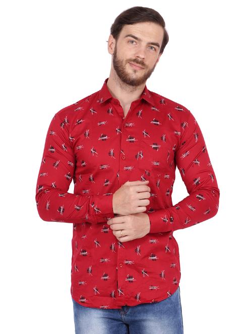 red printed casual shirt - 17219263 - Standard Image - 1