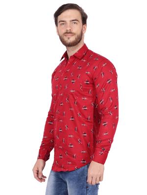 red printed casual shirt - 17219263 - Standard Image - 2