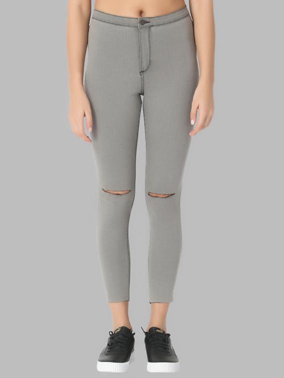 knee slit mid rise jeans - 17219297 - Zoom Image - 1