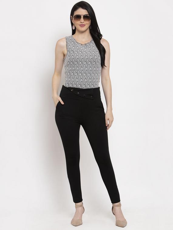 high rise button detail jeggings - 17220225 - Zoom Image - 4