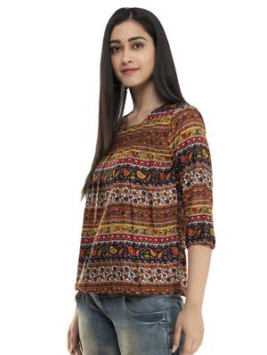 round neck printed top - 17220468 - Standard Image - 2
