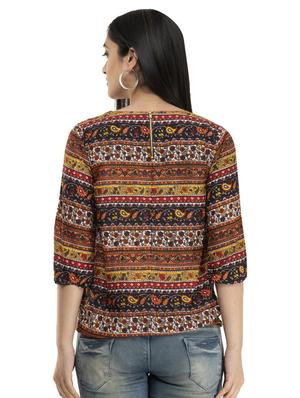 round neck printed top - 17220468 - Standard Image - 3