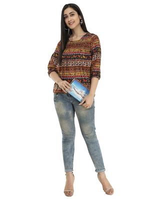 round neck printed top - 17220468 - Standard Image - 4
