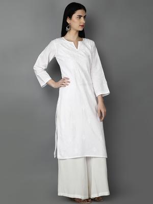 chikankari straight kurta - 17220734 - Standard Image - 2
