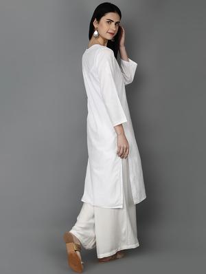 chikankari straight kurta - 17220734 - Standard Image - 3