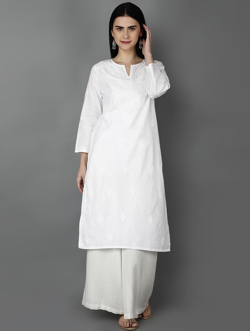 chikankari straight kurta - 17220734 - Zoom Image - 1
