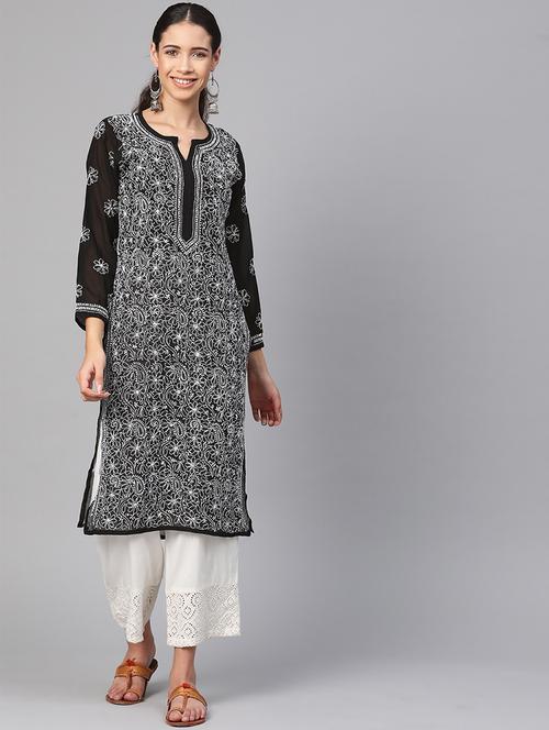 chikankari straight kurta - 17220735 - Standard Image - 1