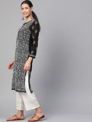 chikankari straight kurta - 17220735 - Standard Image - 2